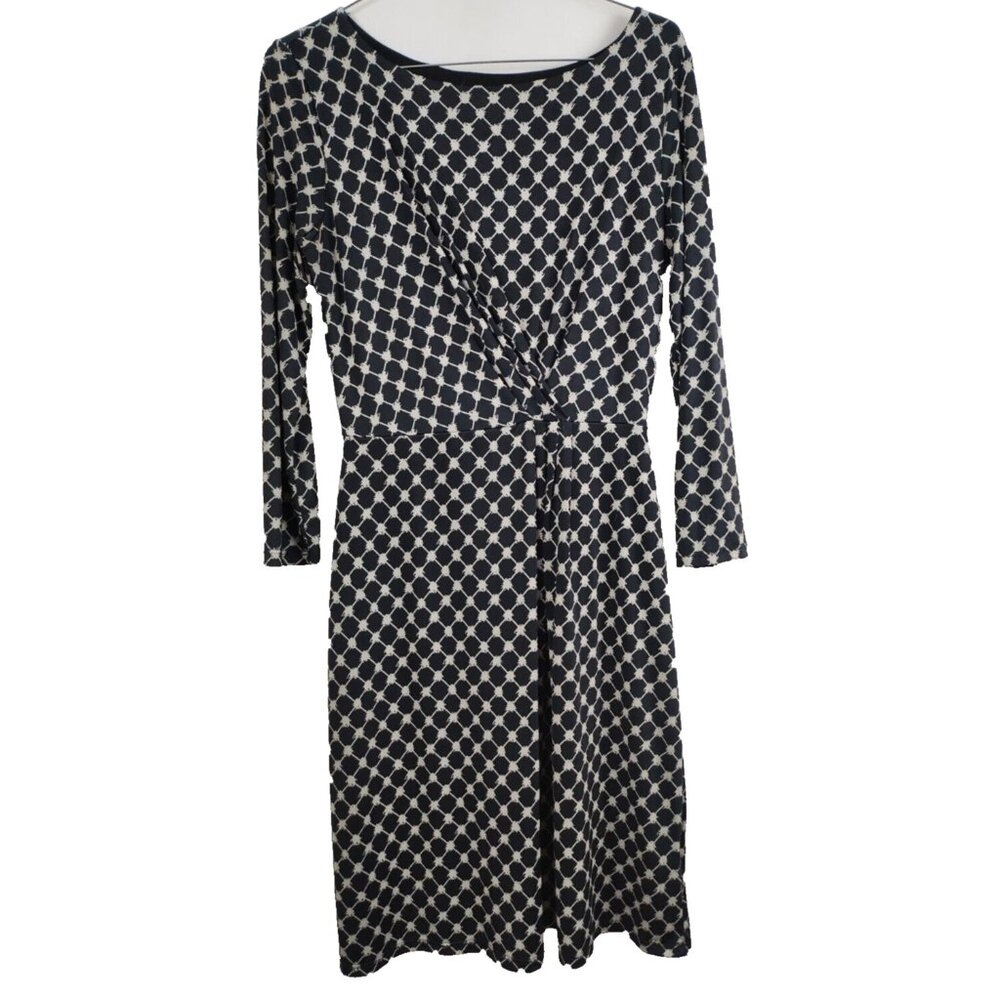 Gilli Womens Sheath Dress Small Black White Polka Dot Twist Front 3/4 Sleeves